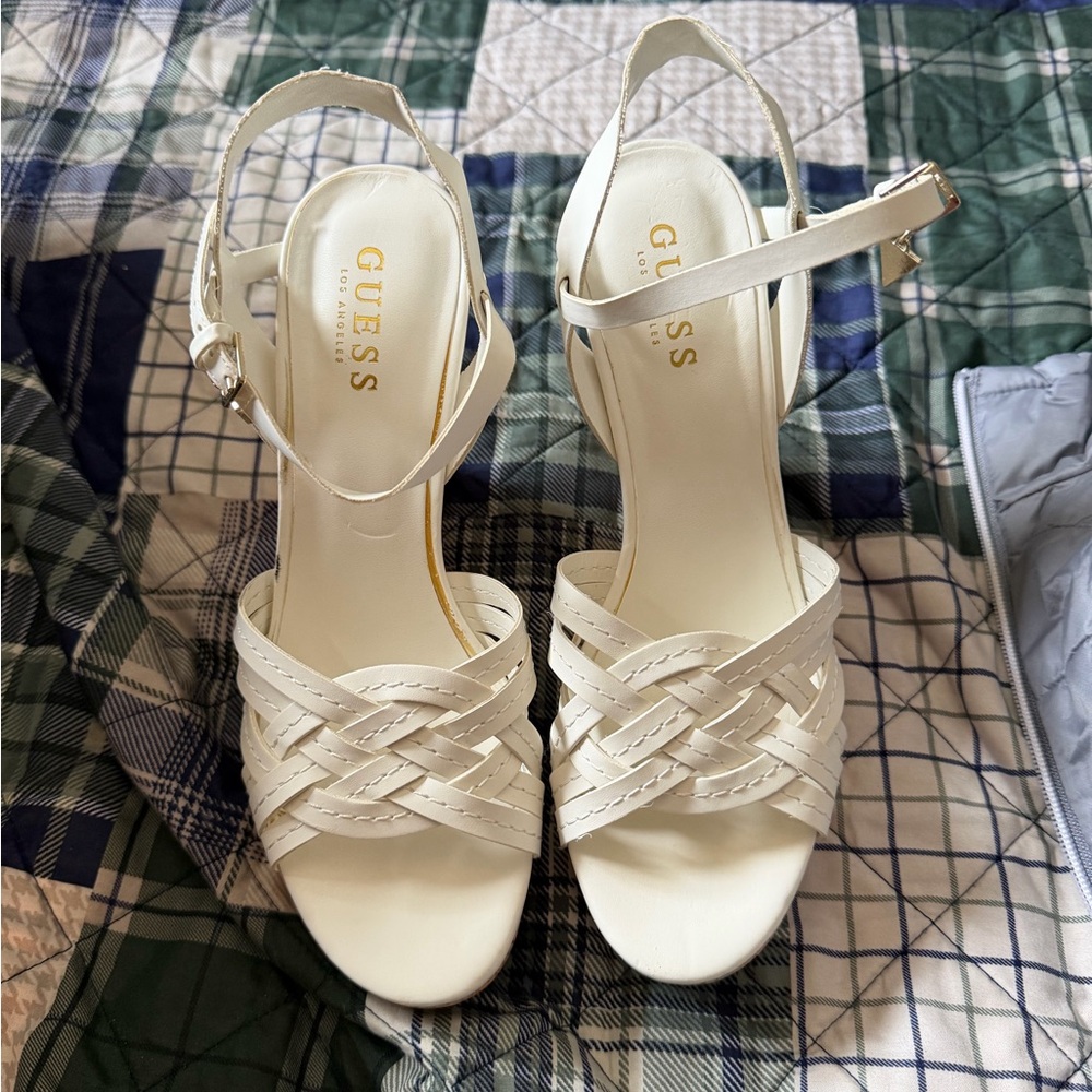 GUESS White Strappy Heels